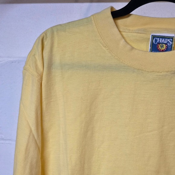 Vintage 90s Chaps Ralph Lauren Mens XL Yellow Pocket T Shirt Tee Cotton Relaxed - Picture 2 of 6